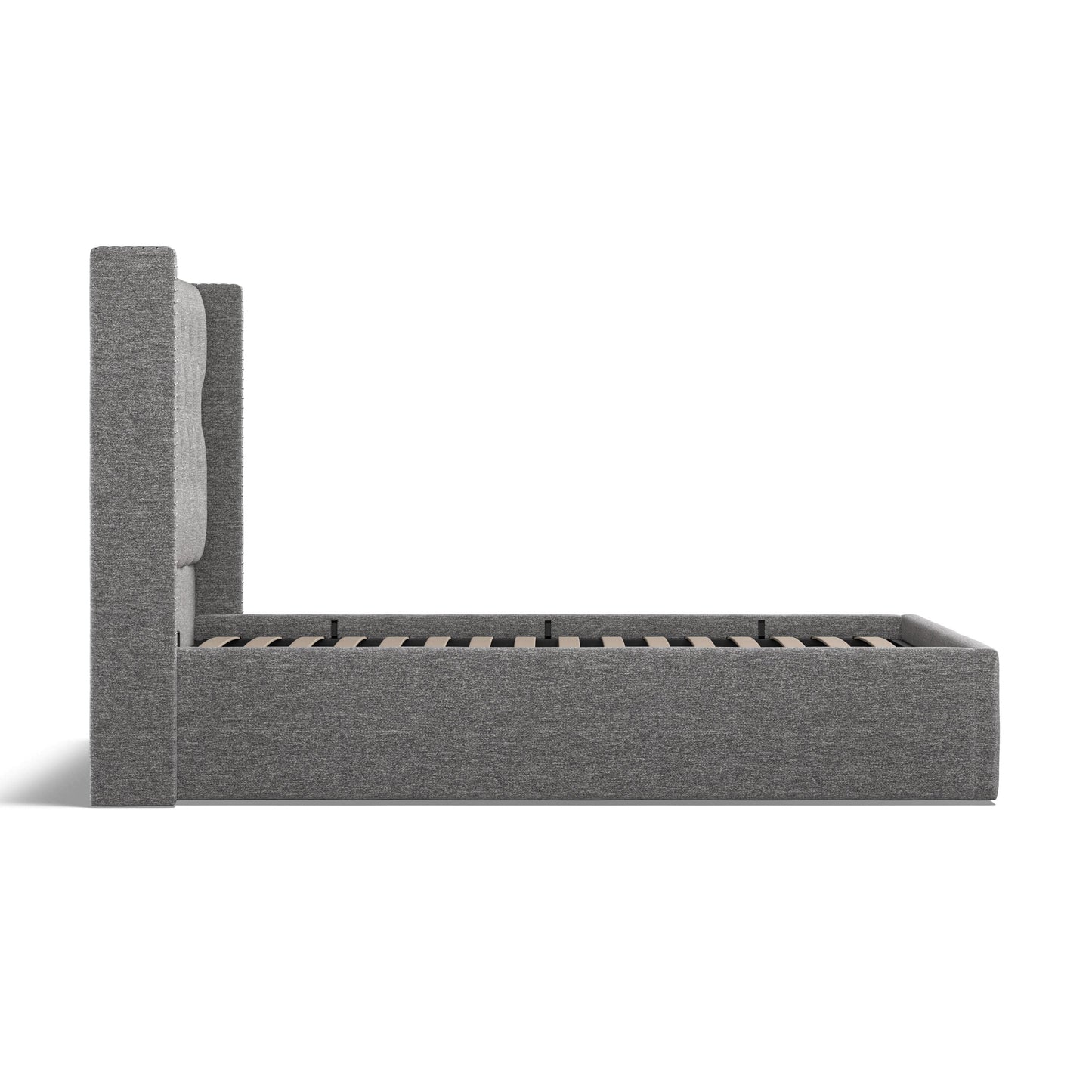 Lowick Dark Grey Linen King Size Upholstered Ottoman Bed Frame