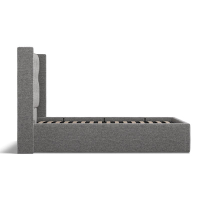 Lowick Dark Grey Linen King Size Upholstered Ottoman Bed Frame
