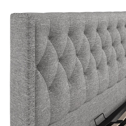 Lowick Dark Grey Linen King Size Upholstered Ottoman Bed Frame