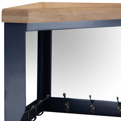 Wessex Smoked Oak Blue Painted Corner Mirrored Coat Rack
