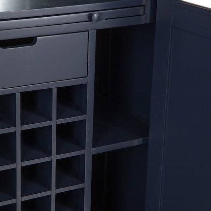 Wessex Smoked Oak Blue Painted Extra Large Tall Drinks Cabinet