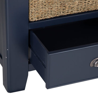 Wessex Smoked Oak Blue Painted Slim Larder Cupboard