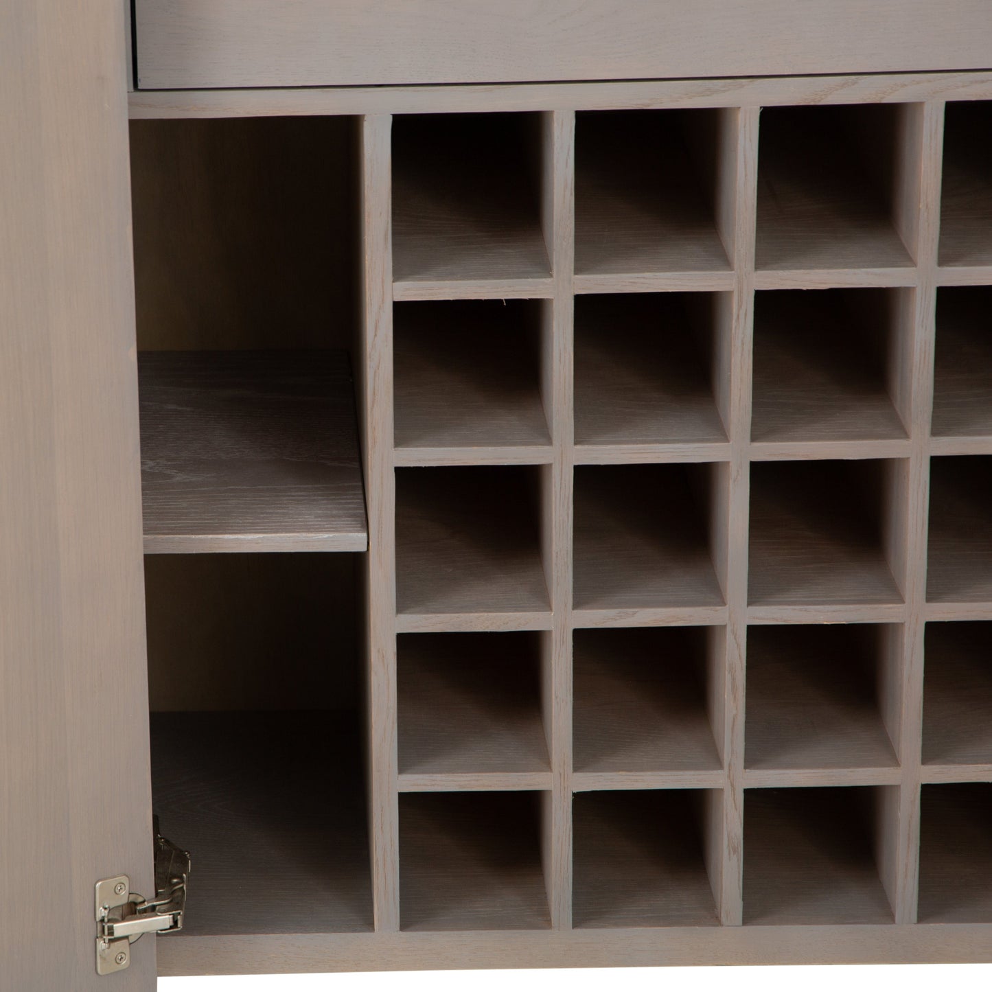 Milan Chrome & Oak Glass Drinks Cabinet