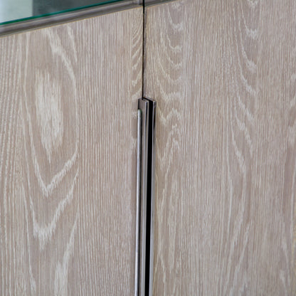 Milan Chrome & Oak Glass Drinks Cabinet