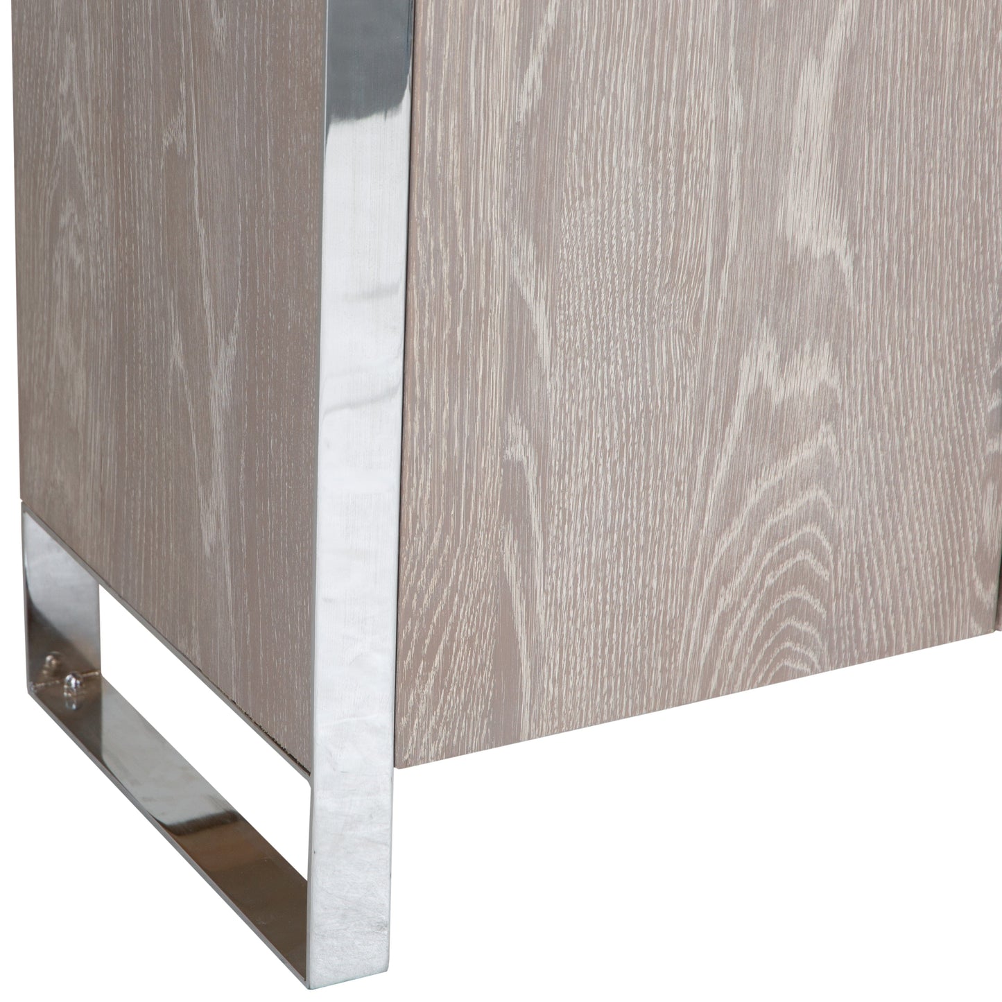 Milan Chrome & Oak Glass Drinks Cabinet