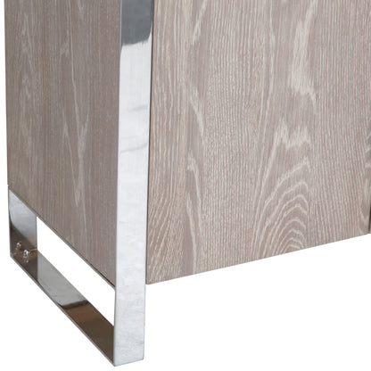 Milan Chrome & Oak Glass Drinks Cabinet
