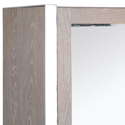 Milan Chrome & Oak Glass Drinks Cabinet