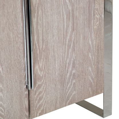 Milan Chrome & Oak Glass Drinks Cabinet