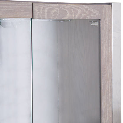 Milan Chrome & Oak Glass Drinks Cabinet