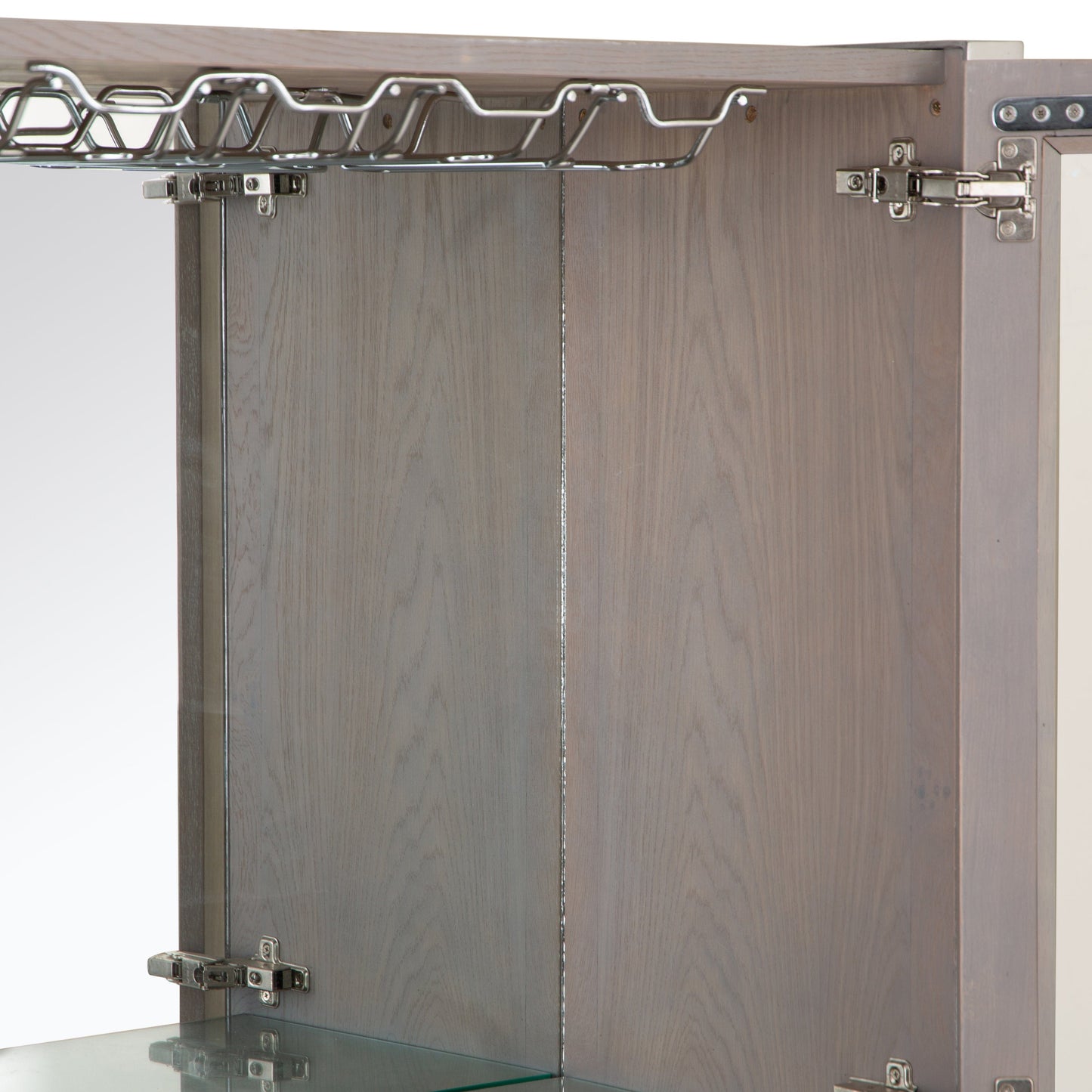 Milan Chrome & Oak Glass Drinks Cabinet