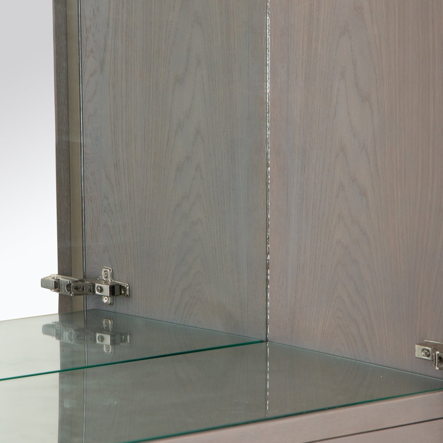 Milan Chrome & Oak Glass Drinks Cabinet