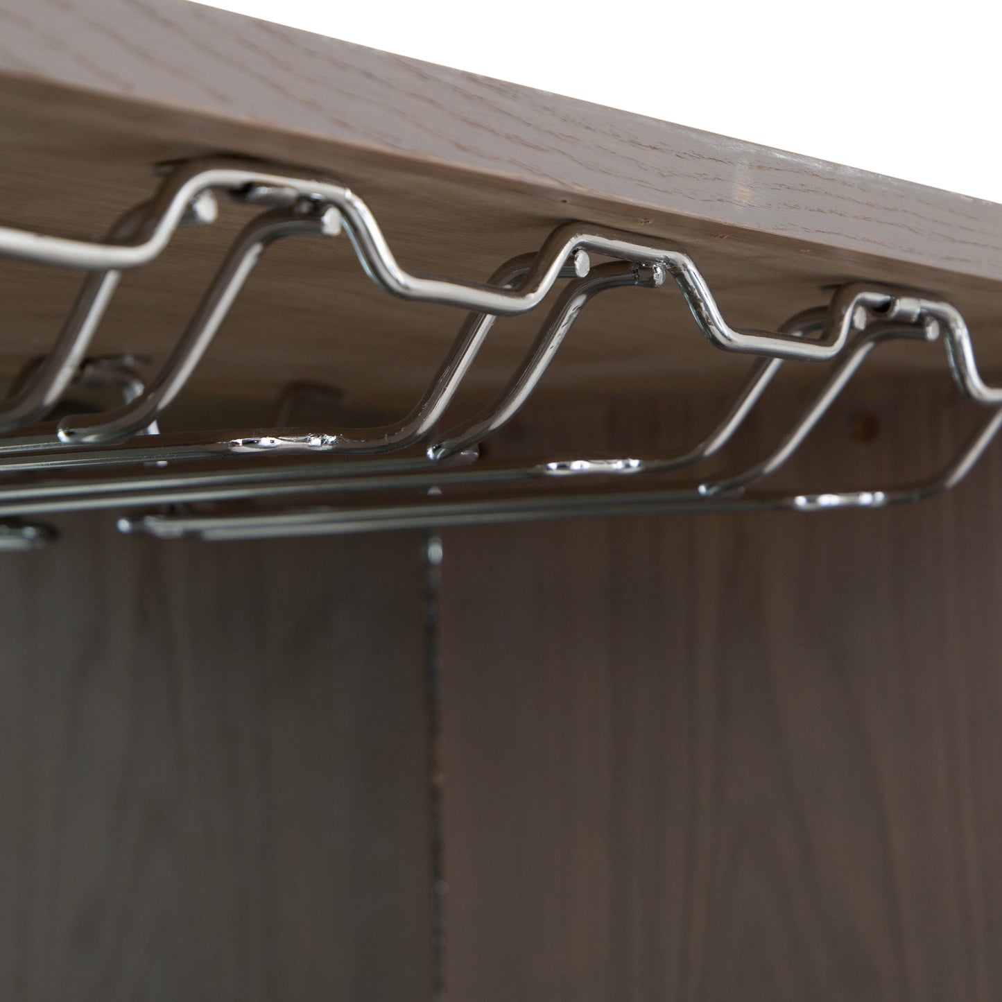 Milan Chrome & Oak Glass Drinks Cabinet