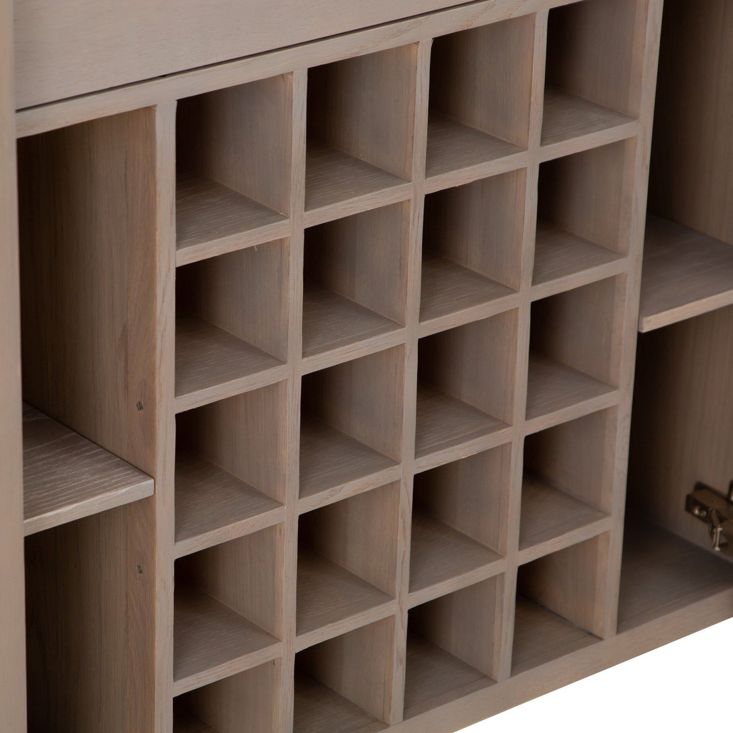 Milan Chrome & Oak Glass Drinks Cabinet