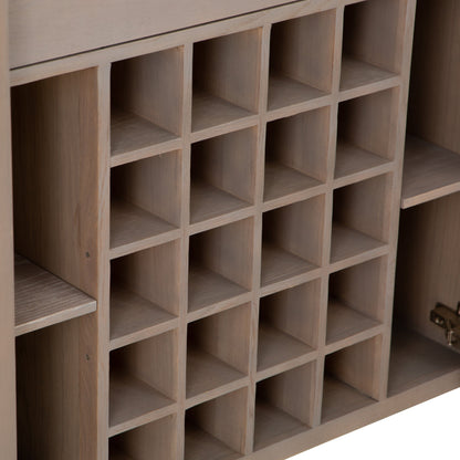 Milan Chrome & Oak Glass Drinks Cabinet