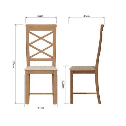Bergen Oak Cross Back Dining Chair with Fabric Seat