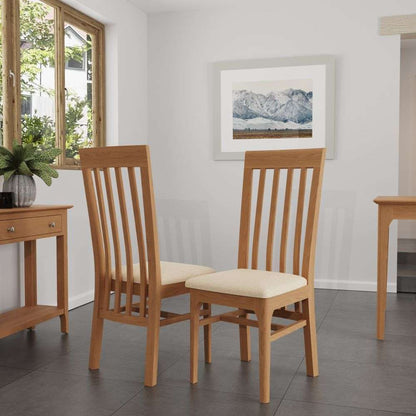 Bergen Oak Rail Back Chair Fabric Seat