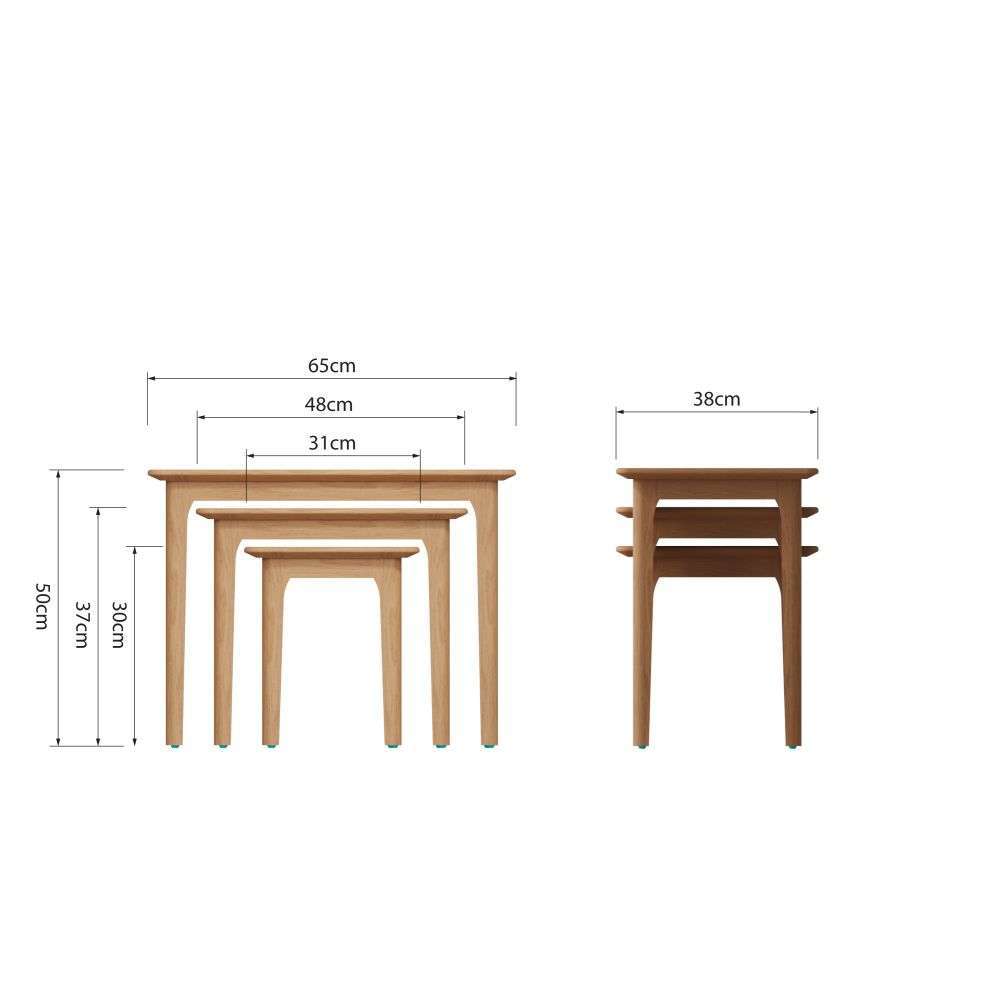 Bergen Oak Nest of 3 Tables