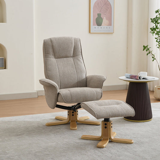 Missouri Swivel Recliner & Foot Stool - Camel