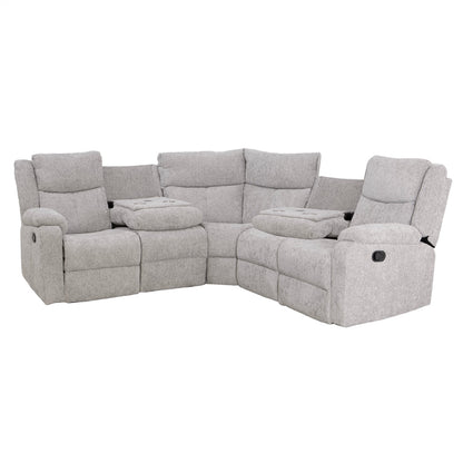 Rome Silver Manual Corner Sofa with Console