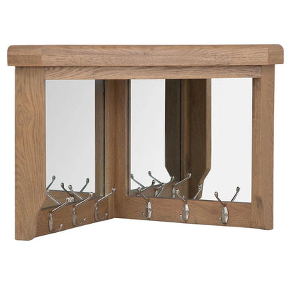 Wessex Smoked Oak Corner Mirrored Coat Rack