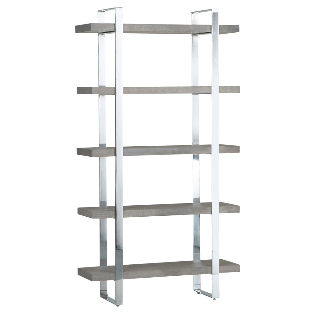 Milan Chrome & Oak Large Bookcase