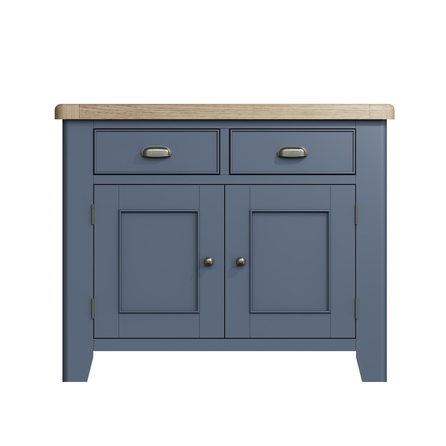 Wessex Smoked Oak Blue Painted Small 2 Drawer 2 Door Sideboard