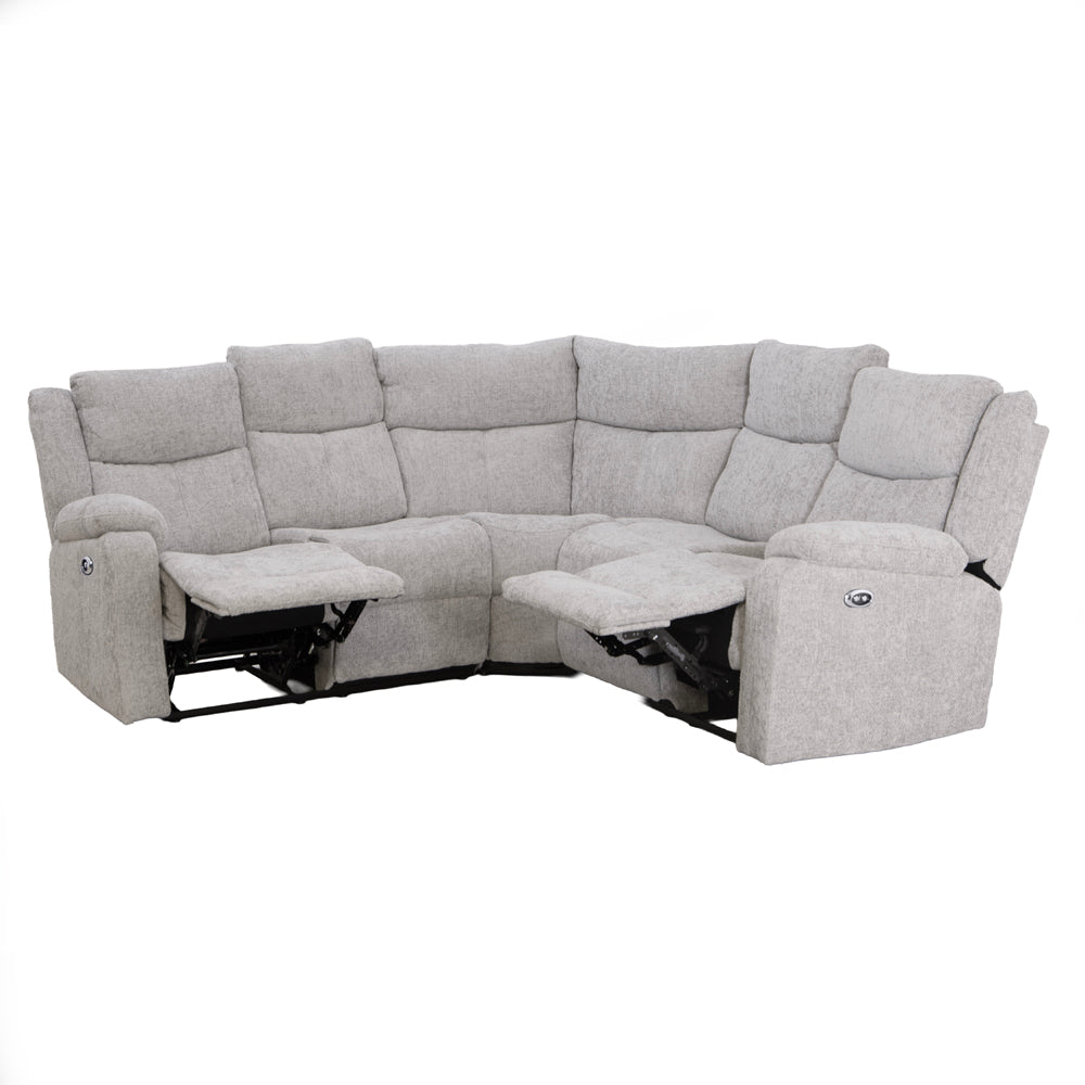 Rome Silver Power Corner Sofa with Console