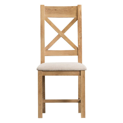 Winchester Oak Cross Back Chair With Fabric Seat