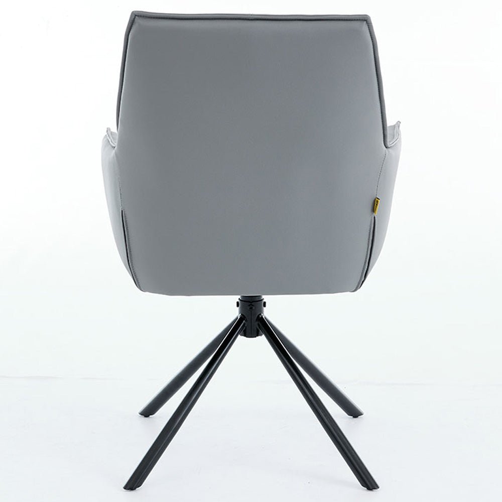 Dark Grey Luxe Cross Stitch Swivel Chair with Metal Legs - The Furniture Warehouse