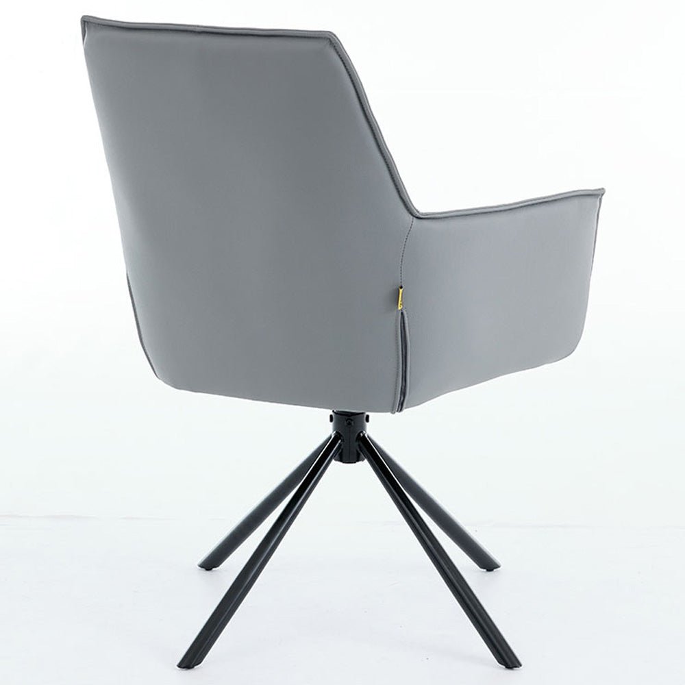 Dark Grey Luxe Cross Stitch Swivel Chair with Metal Legs - The Furniture Warehouse