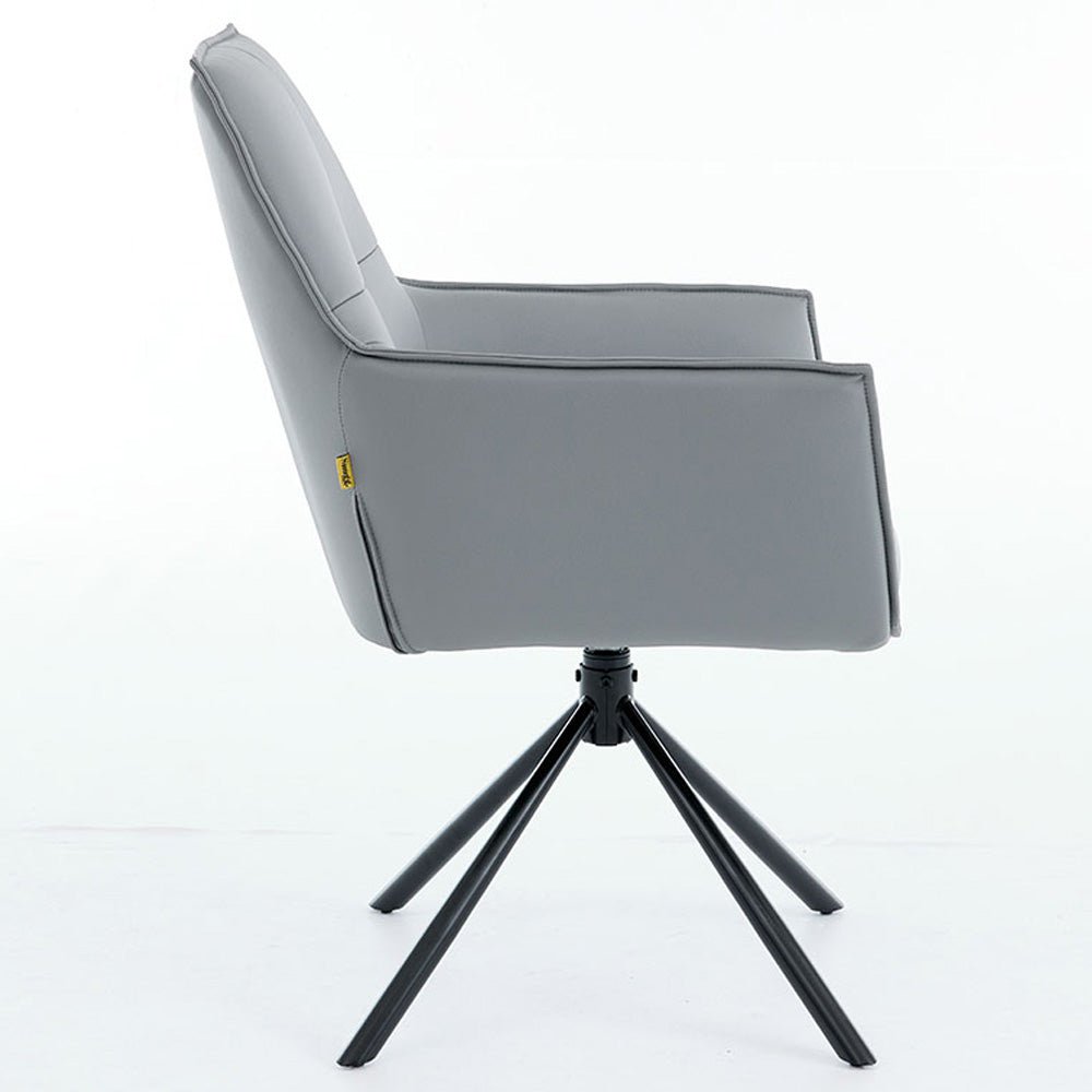 Dark Grey Luxe Cross Stitch Swivel Chair with Metal Legs - The Furniture Warehouse