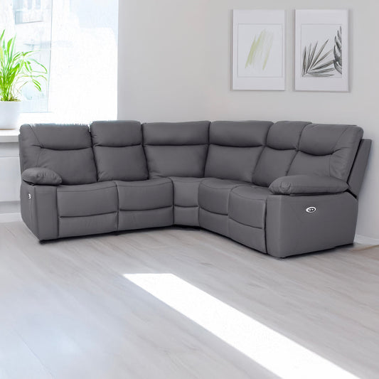 Florence Pewter Power Corner Sofa with Console