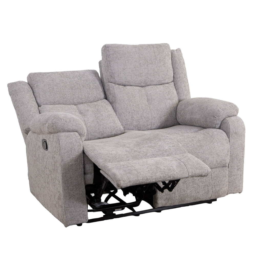 Rome Silver Manual Recliner 2 Seater Sofa