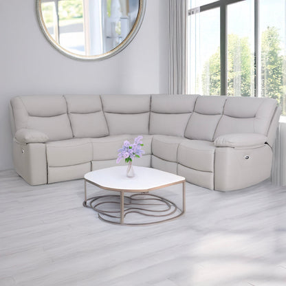 Florence Pearl Grey Power Corner Sofa with Console