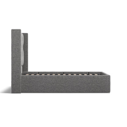 Lowick Grey Linen Double Upholstered Ottoman Bed Frame