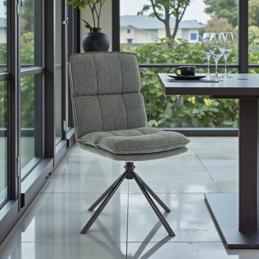 Forest Green Luxe Panel Stitch Swivel Chair with Metal Legs - The Furniture Warehouse