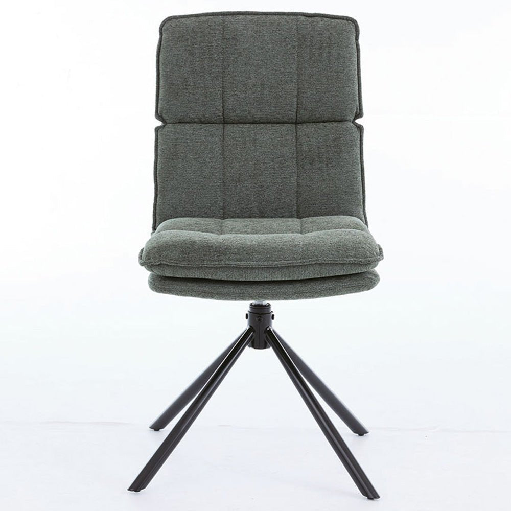 Forest Green Luxe Panel Stitch Swivel Chair with Metal Legs - The Furniture Warehouse