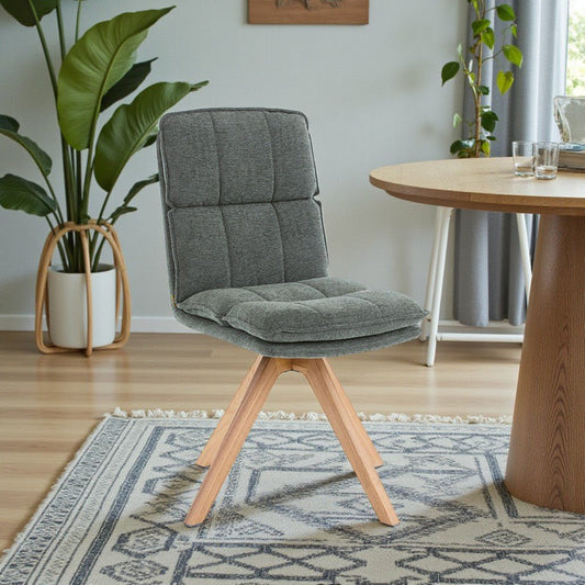 Forest Green Luxe Panel Stitch Swivel Chair with Wooden Legs - The Furniture Warehouse
