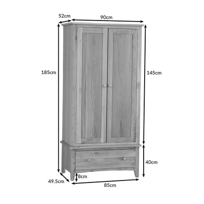 Gloucester Oak 2 Door Wardrobe with Drawer