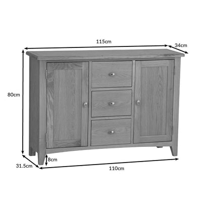 Gloucester Oak 2 Door 3 Drawer Large Sideboard