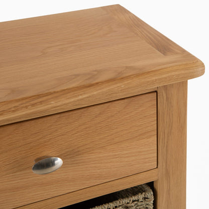 Gloucester Oak 1 Drawer 3 Wicker Basket Cabinet