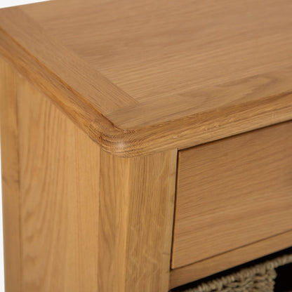 Gloucester Oak 1 Drawer 3 Wicker Basket Cabinet