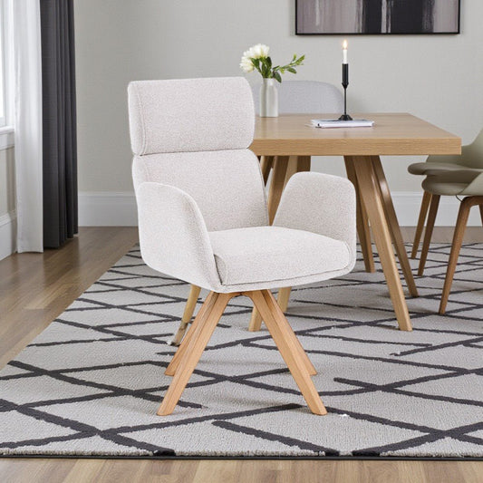 Grey High Back Swivel Chair with Wooden Legs - The Furniture Warehouse