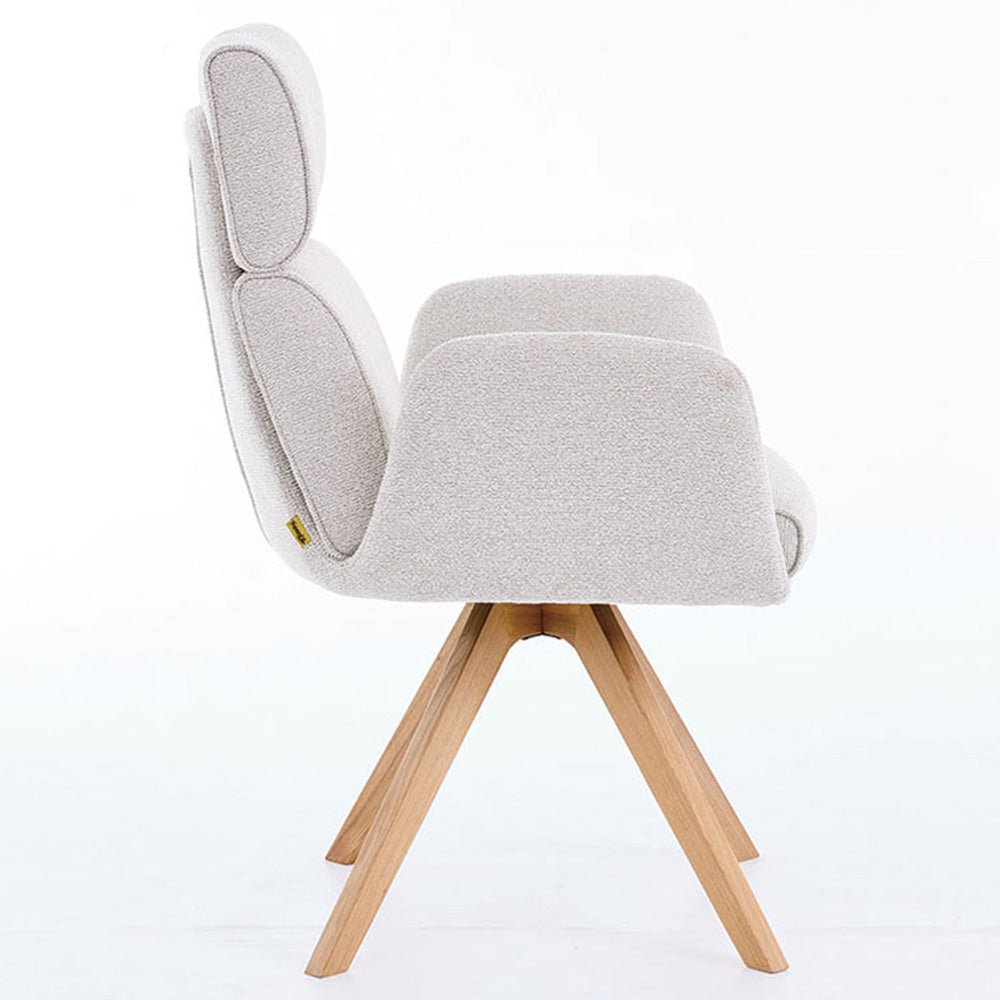 Grey High Back Swivel Chair with Wooden Legs - The Furniture Warehouse