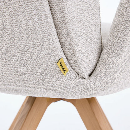 Grey High Back Swivel Chair with Wooden Legs - The Furniture Warehouse