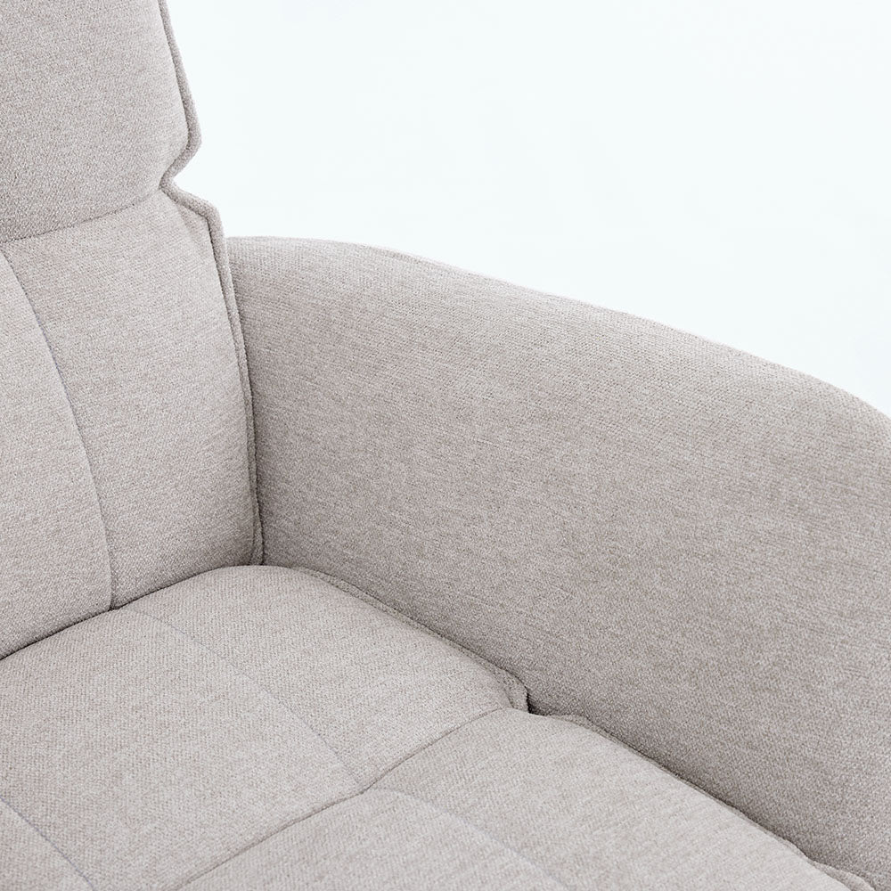 Grey Luxe Panel Stitch Swivel Chair with Metal Legs - The Furniture Warehouse