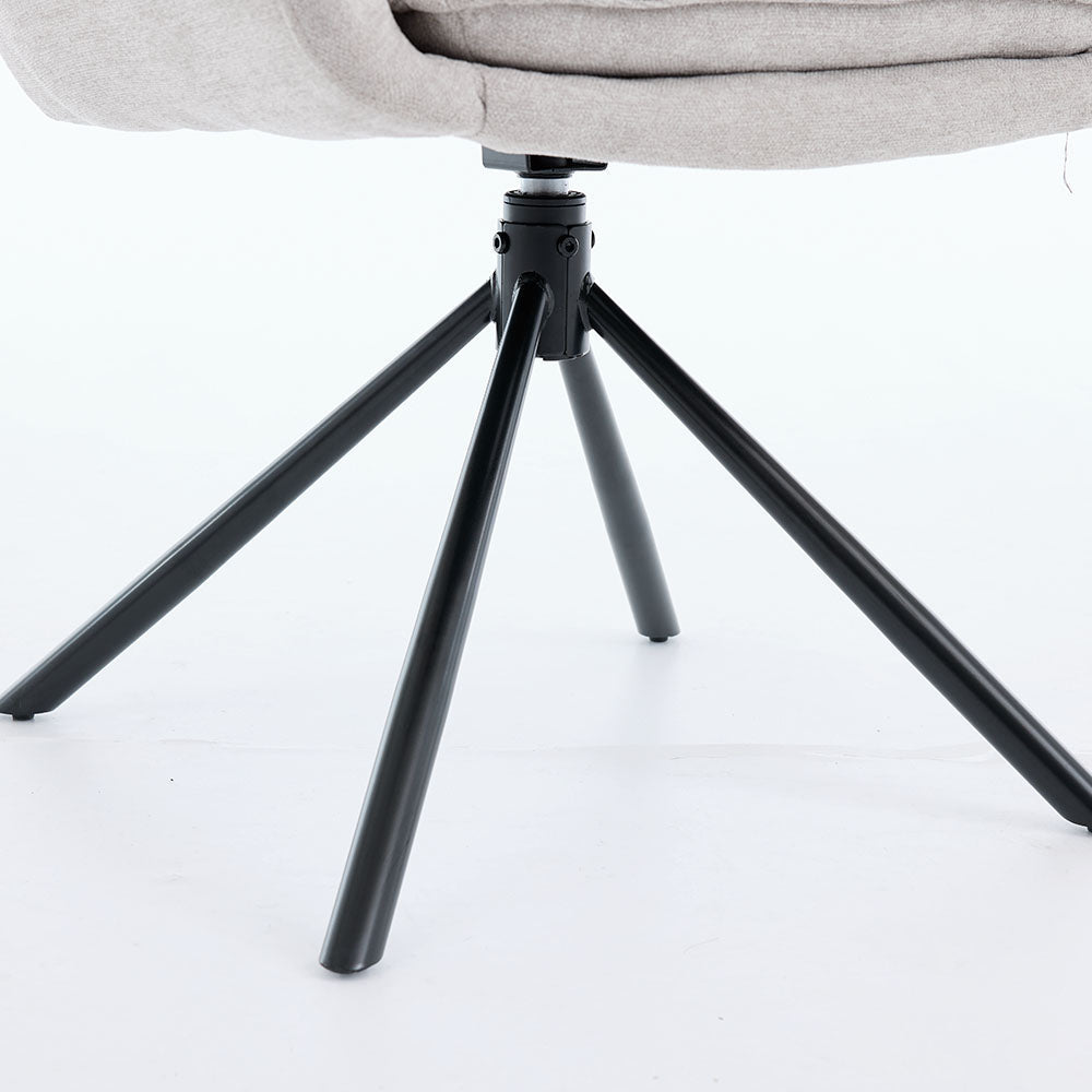 Grey Luxe Panel Stitch Swivel Chair with Metal Legs - The Furniture Warehouse