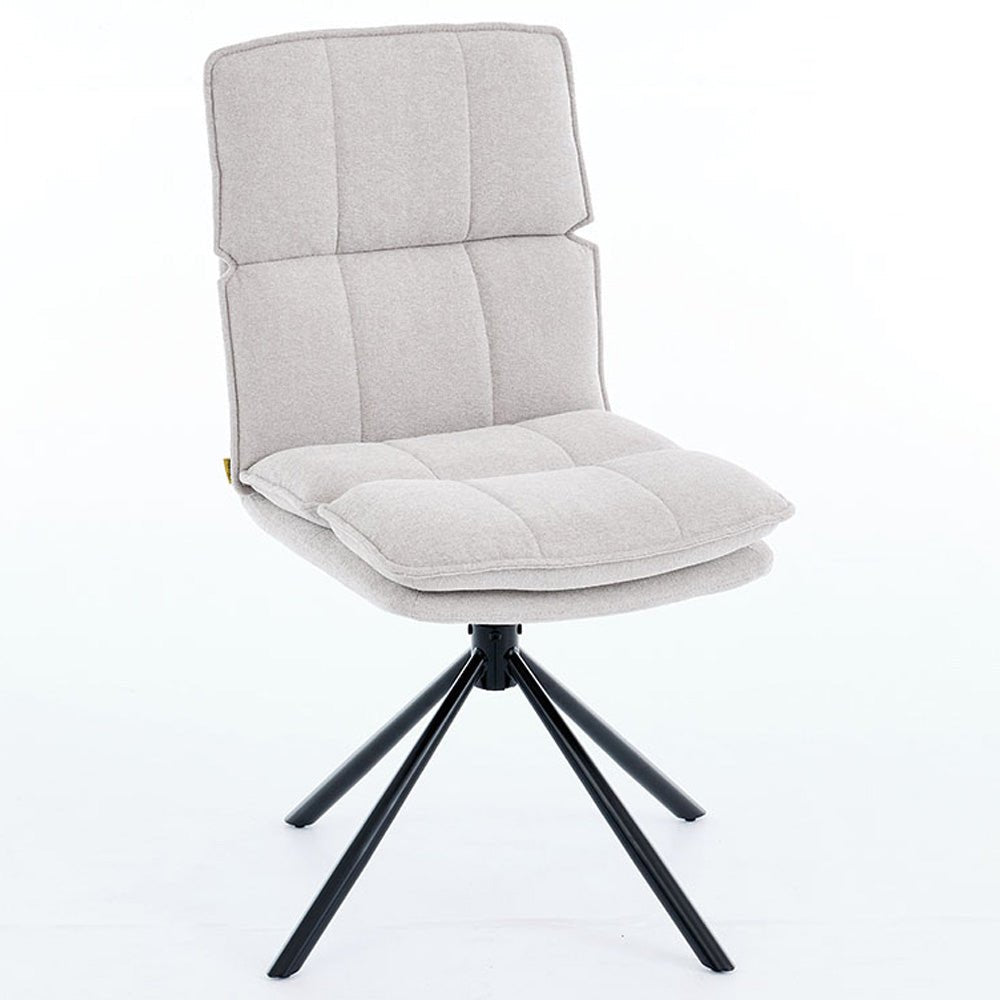 Grey Luxe Panel Stitch Swivel Chair with Metal Legs - The Furniture Warehouse