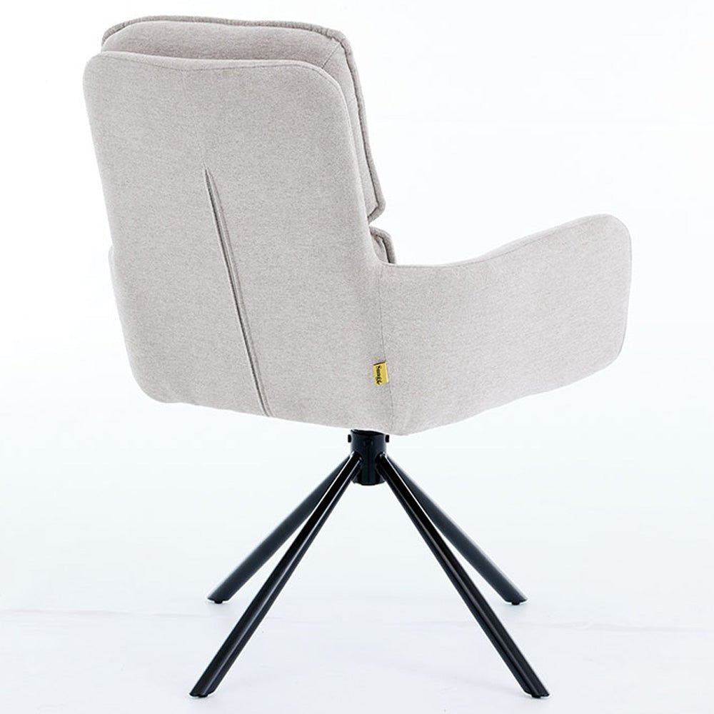 Grey Luxe Panel Stitch Swivel Chair with Metal Legs - The Furniture Warehouse