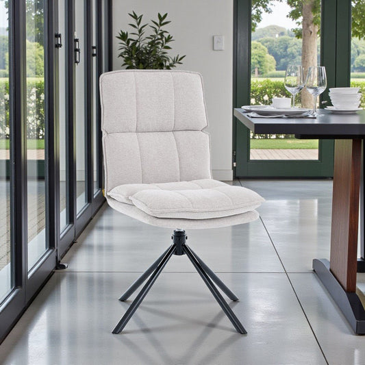 Grey Luxe Panel Stitch Swivel Chair with Metal Legs - The Furniture Warehouse